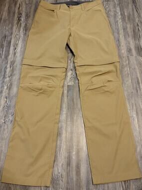 Eddie Bauer Convertible Tech Pants Mens 34x34 Tan Zip Off Hiking Outdoor